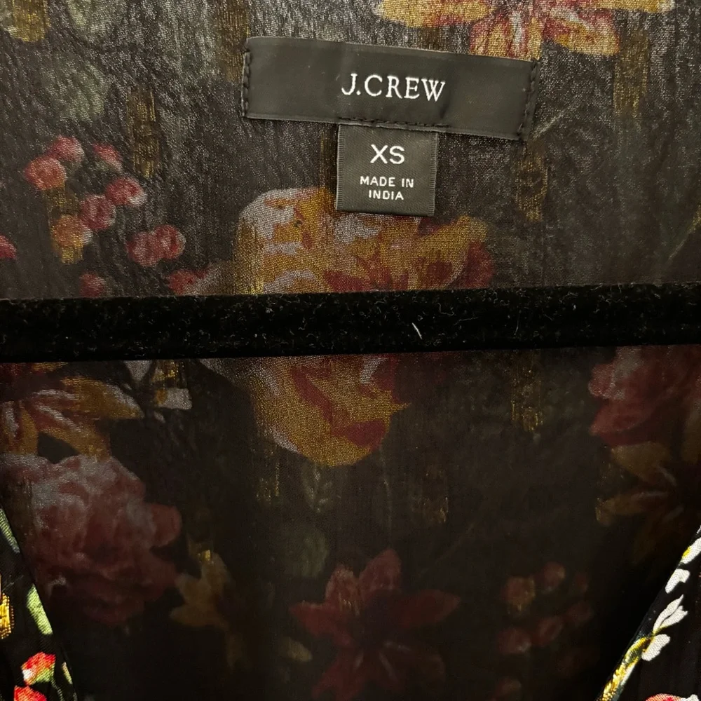 J. Crew Front Tie Flowy Dress Floral Multicolor Maxi Dark Romantic size XS - Picture 4 of 10